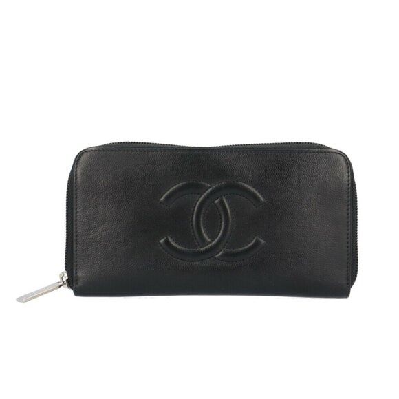 CHANEL Black Leather Coco Mark Wallet - Picture 1 of 7